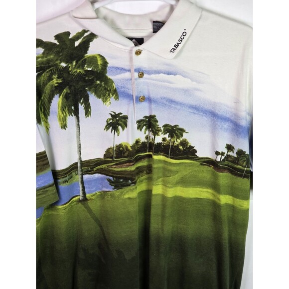 Louisiana Tabasco Men's XXL Palm Trees Golf Shirt - Picture 2 of 11